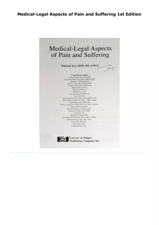read medical-legal aspects of pain and suffering     1st edition