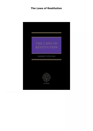 the laws of restitution i i