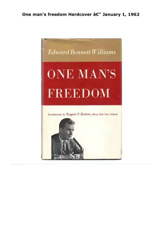 read one man's freedom     hardcover â€“ january 1, 1962