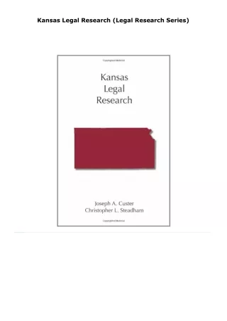 read kansas legal research (legal research series)