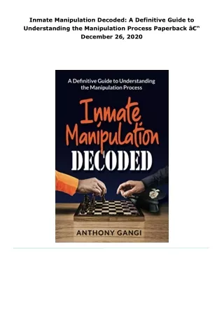 inmate manipulation decoded a definitive guide
