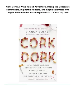 read cork dork: a wine-fueled adventure among the obsessive sommeliers