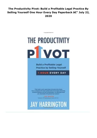 read the productivity pivot: build a profitable legal practice by sell