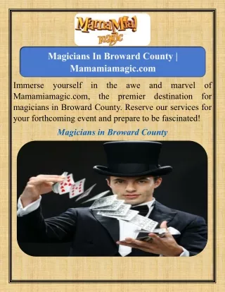 Magicians In Broward County   Mamamiamagic.comc