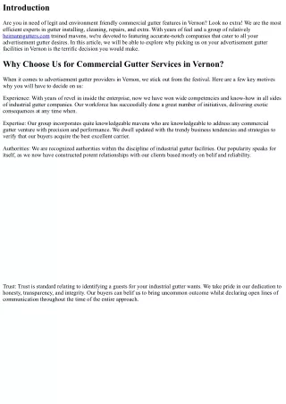 Why Choose Us for Commercial Gutter Services in Vernon