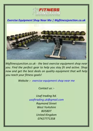 Exercise Equipment Shop Near Me  Myfitnessjunction.co.uk