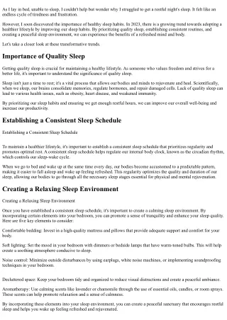 2023 Trends: Healthier Lifestyle Through Improved Sleep Habits