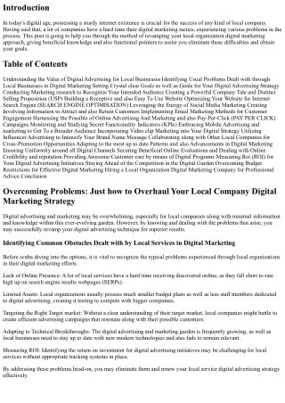 Overcoming Difficulties: How to Overhaul Your Local Organization Digital Adverti