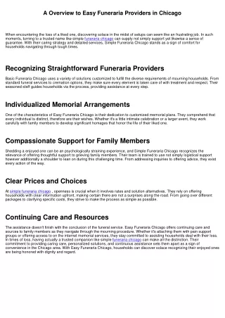 A Overview to Basic Funeraria Services in Chicago