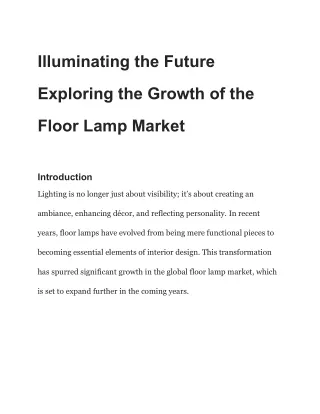 Illuminating the Future Exploring the Growth of the Floor Lamp Market