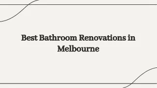 Best Bathroom Renovations in Melbourne