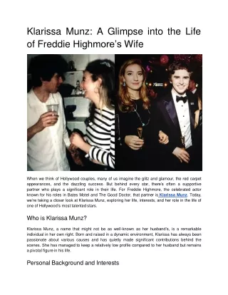 Klarissa Munz_ A Glimpse into the Life of Freddie Highmore’s Wife