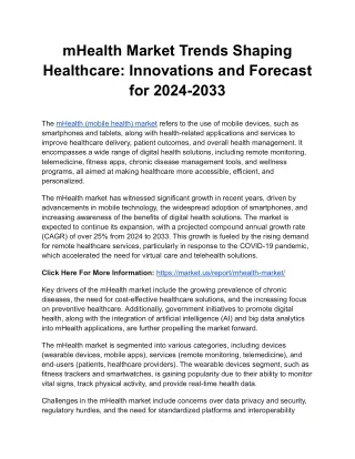 mHealth Market: Exploring Mobile Health Applications and Forecast Growth for 202