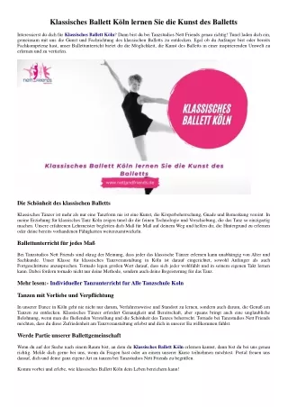 Klassisches Ballett Köln lernen Sie die Kunst des Balletts