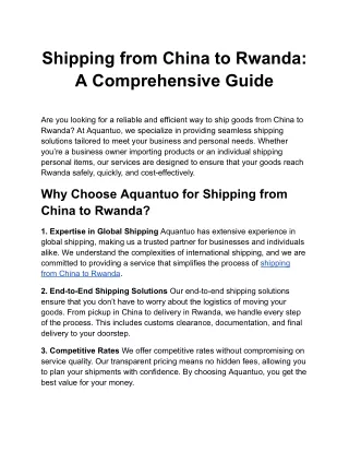 Shipping from China to Rwanda