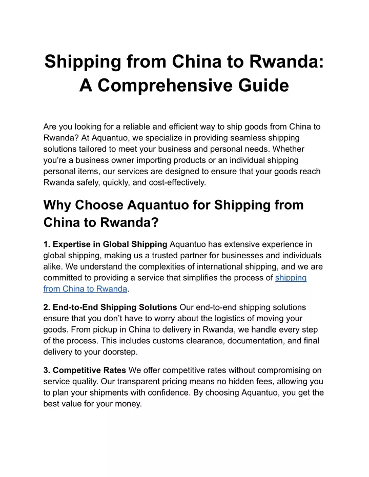 shipping from china to rwanda a comprehensive