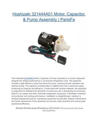 Hoshizaki 321444A01 Motor, Capacitor, & Pump Assembly _ PartsFe