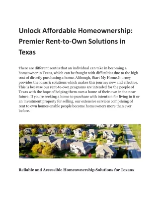 Unlock Affordable Homeownership