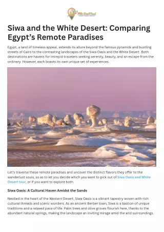 Siwa and the White Desert Comparing Egypt’s Remote Paradises