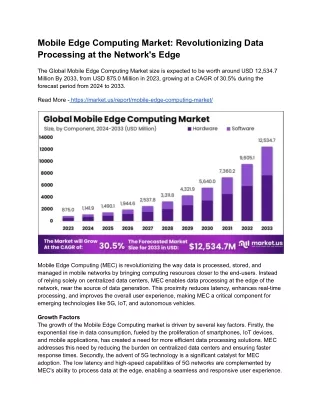Mobile Edge Computing Market: Transforming Network Architecture