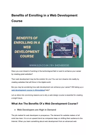 Benefits of Enrolling in a Web Development Course