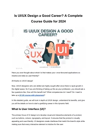 Is UI/UX Design a Good Career? A Complete Course Guide for 2024