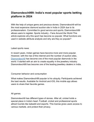 Diamondexch999: India’s most popular sports betting platform in 2024