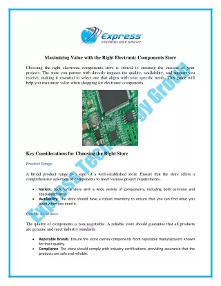 maximizing value with the right electronic
