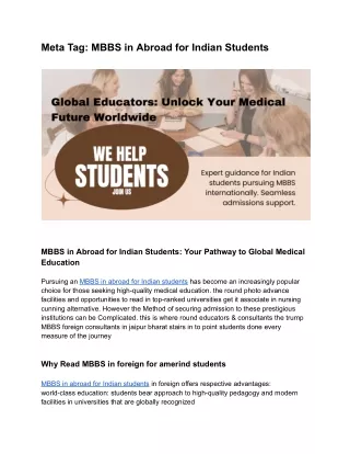 MBBS in Abroad for Indian Students