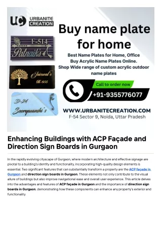 Enhancing Buildings with ACP Façade and Direction Sign Boards in Gurgaon