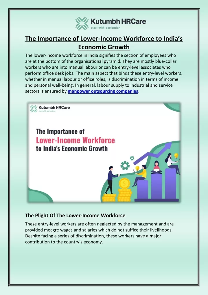 the importance of lower income workforce to india