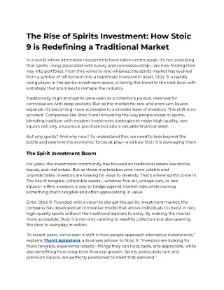 The Rise of Spirits Investment_ How Stoic 9 is Redefining a Traditional Market