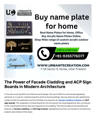 The Power of Facade Cladding and ACP Sign Boards in Modern Architecture