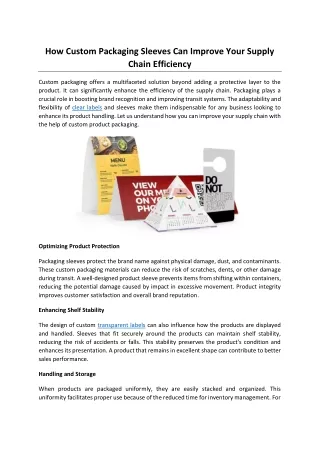 How Custom Packaging Sleeves Can Improve Your Supply Chain Efficiency