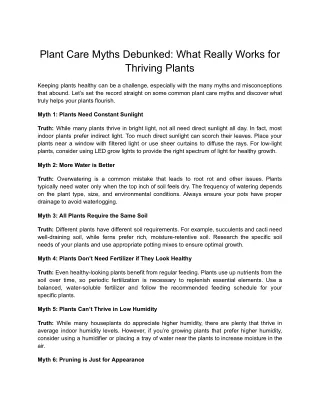 Plant Care Myths Debunked_ What Really Works for Thriving Plants