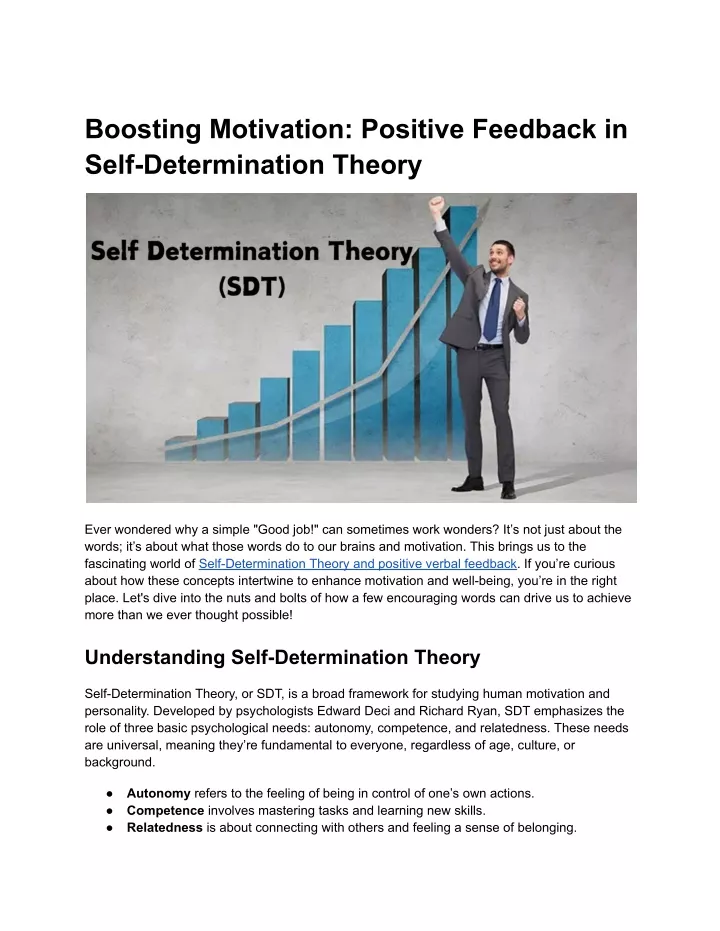 boosting motivation positive feedback in self