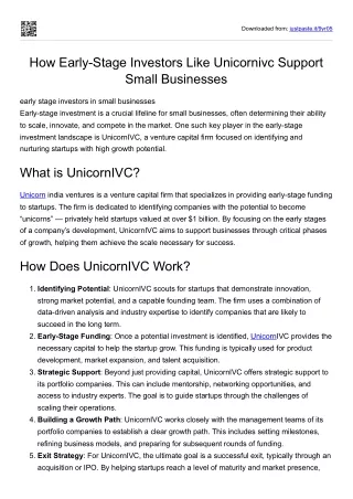 The Role of Unicornivc in Nurturing Small Businesses: A Guide for Entrepreneurs