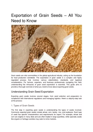 Exportation of Grain Seeds – All You Need to Know