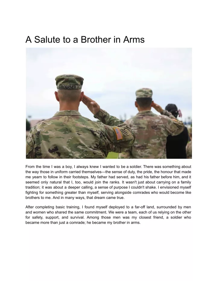 a salute to a brother in arms