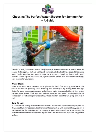 Empex Watertoys® - Choosing The Perfect Water Shooter for Summer Fun – A Guide