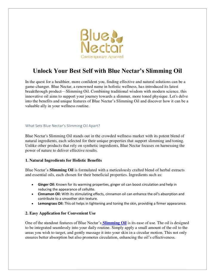 unlock your best self with blue nectar s slimming