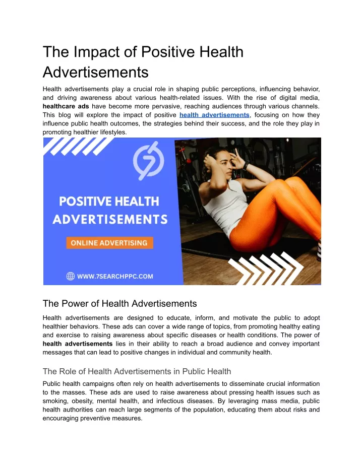 the impact of positive health advertisements