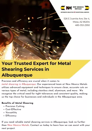 Your Trusted Expert for Metal Shearing Services in Albuquerque