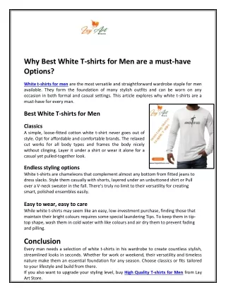 Why Best White T-shirts for Men are a must-have Options?