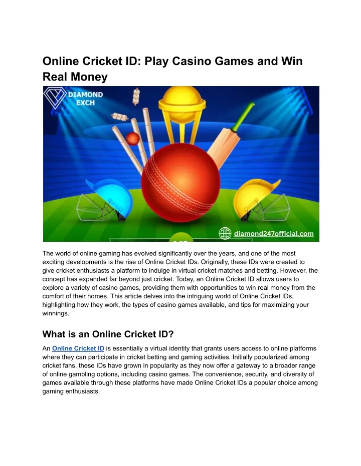 online cricket id play casino games and win real