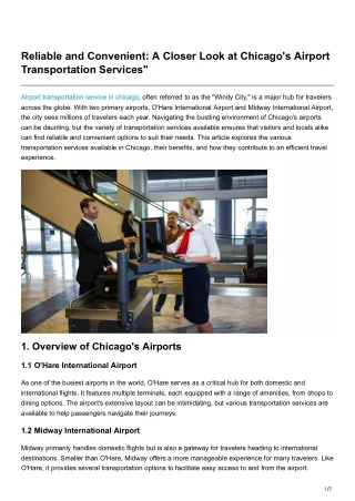 Reliable and Convenient A Closer Look at Chicagos Airport Transportation Services