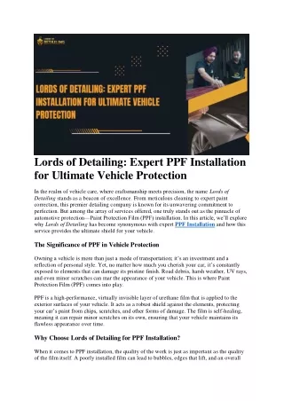 lords of detailing expert ppf installation
