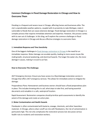 Common Challenges in Flood Damage Restoration in Chicago and How to Overcome The