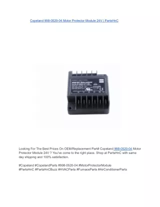 Copeland 998-0520-04 Motor Protector Module 24V _ PartsHnC