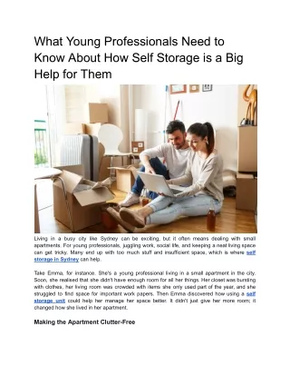 What Young Professionals Need to Know About How Self Storage is a Big Help for Them